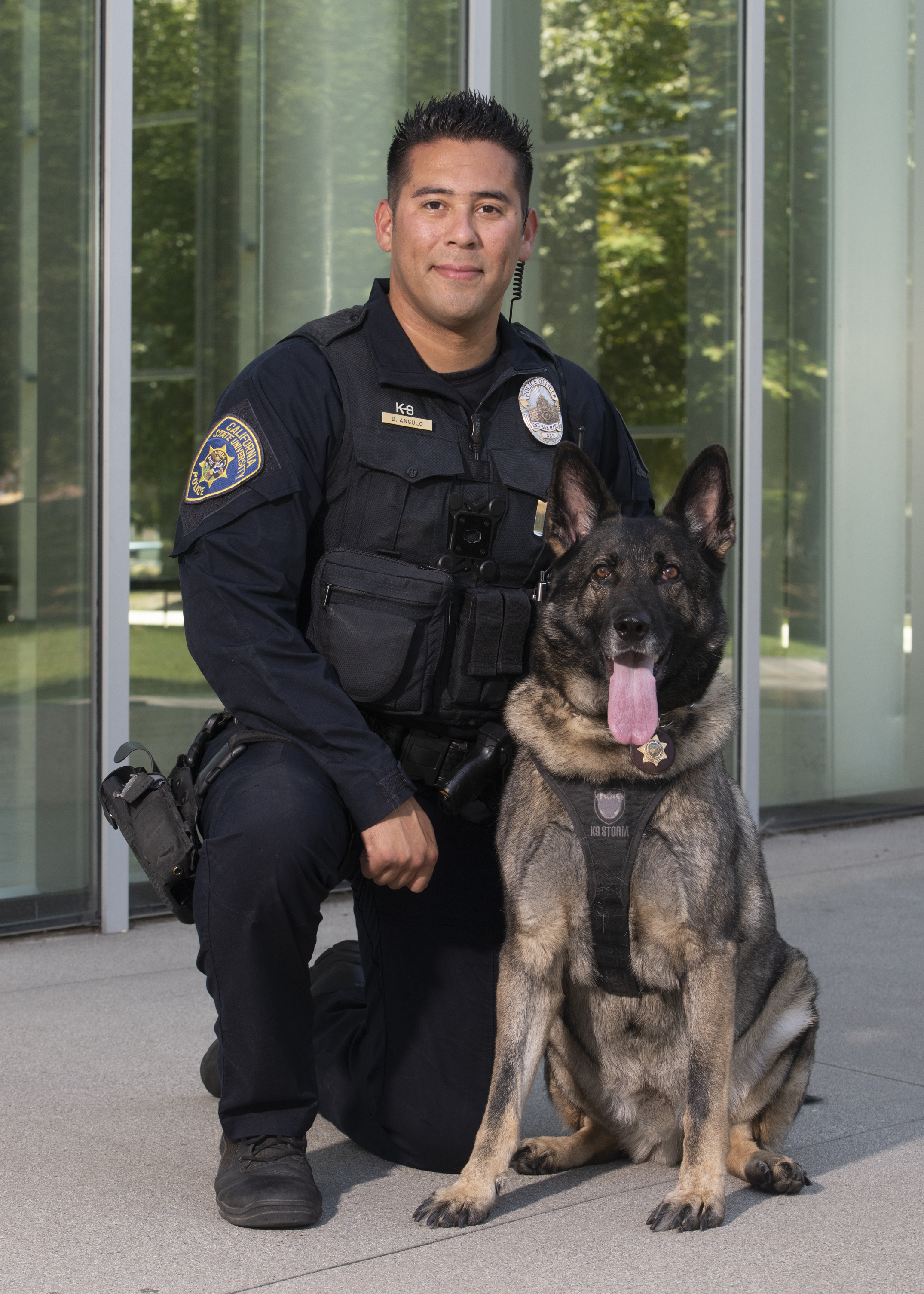 police officer with k-9 police dog
