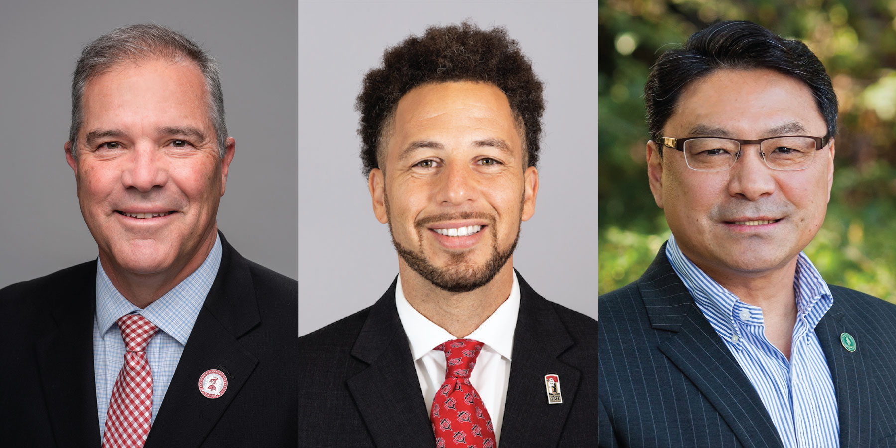 From left to right: Stephen Perez, J. Luke Wood, and Ming-Tung "Mike" Lee, smiling in profile photos that are side by side.