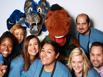 2018 co-host committee members from San Bernardino with their campus mascot