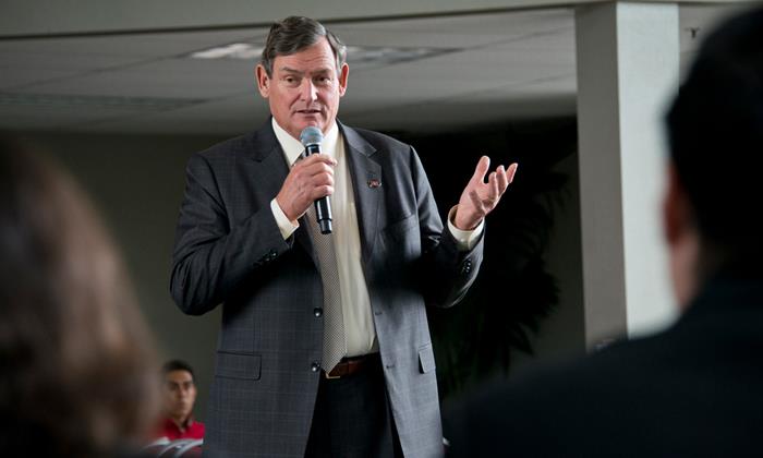 Chancellor White visits CSUN in 2013.