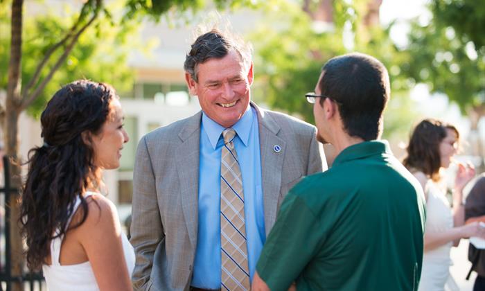 Chancellor White makes a visit to Cal Poly San Luis Obispo in 2013.