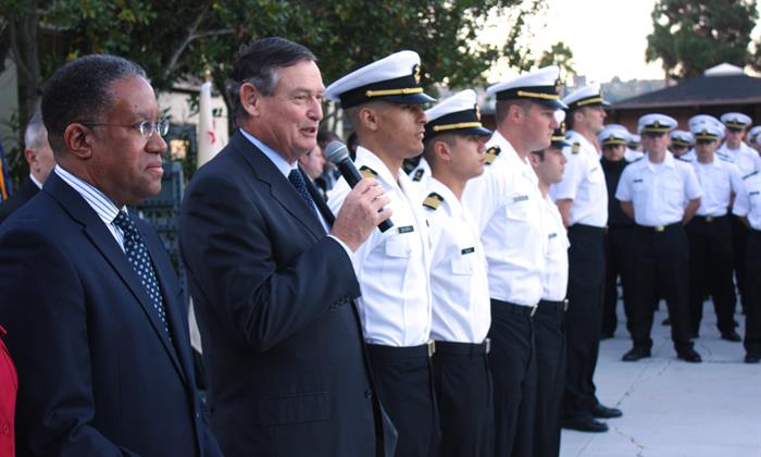 Chancellor White visits Cal Maritime in 2016.