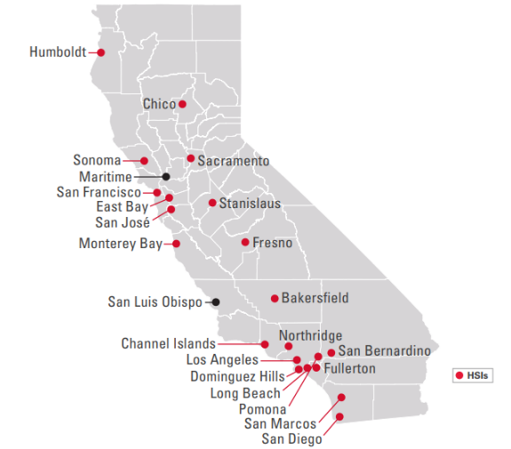California map with CSU campus locations