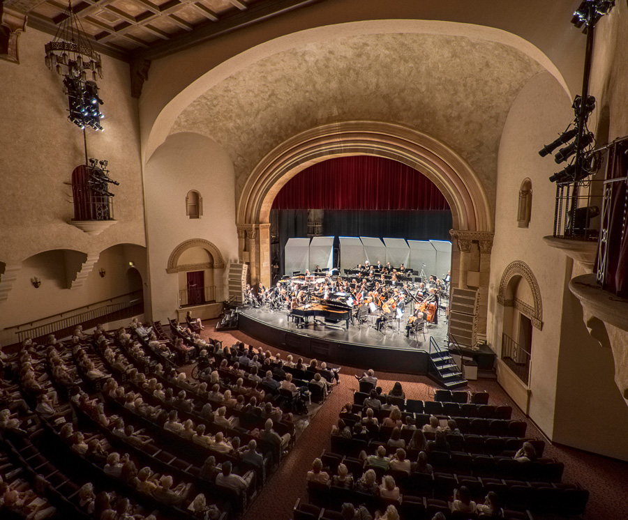 A crowd enjoys a performance at Laxson Auditorium.
