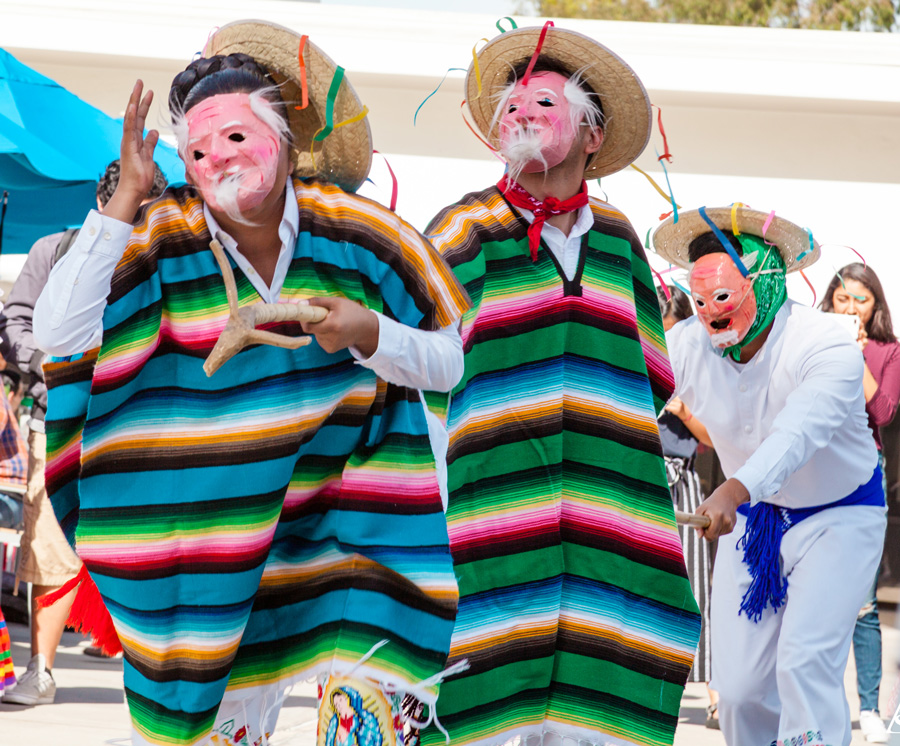 Performers dress in traditional Dia de los Muertos attire
