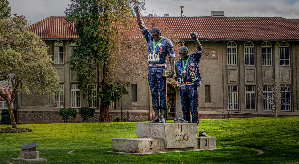 The Olympic Statues at San José State University.