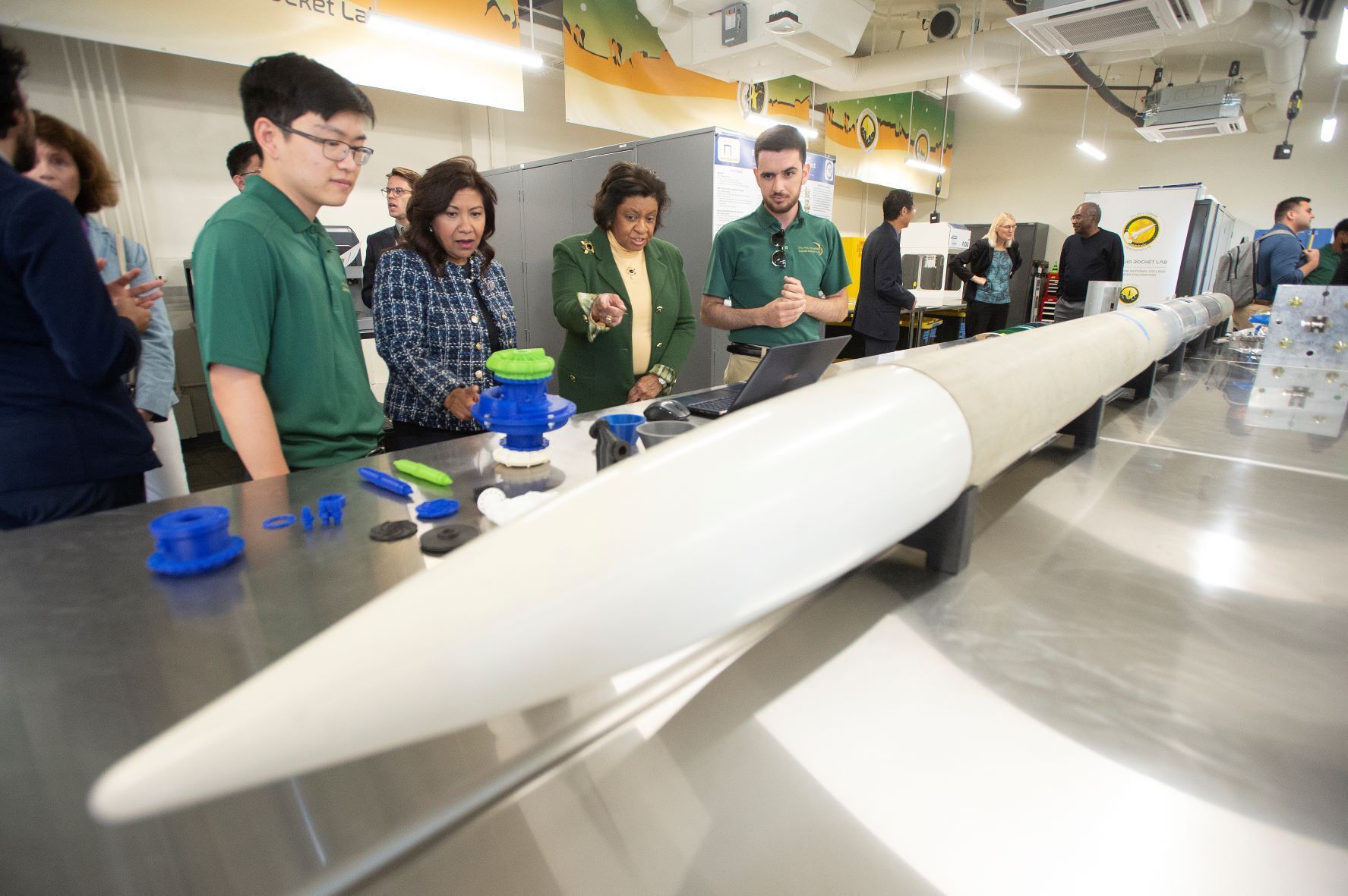 Congresswoman Norma Torres and Cal Poly Pomona President Soraya M. Coley tour the new Liquid Rocket Lab.