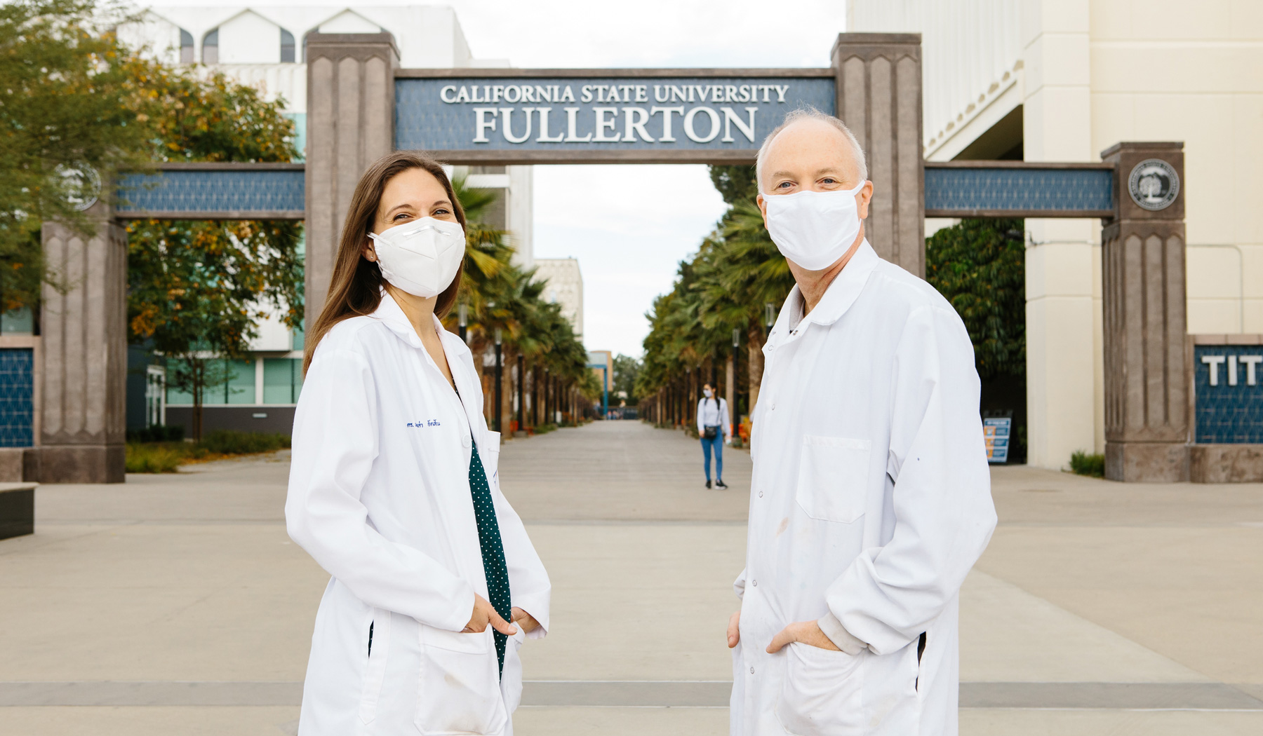 Professors Paula Hudson and Daniel Curtis at Cal State Fullerton, March 2021.