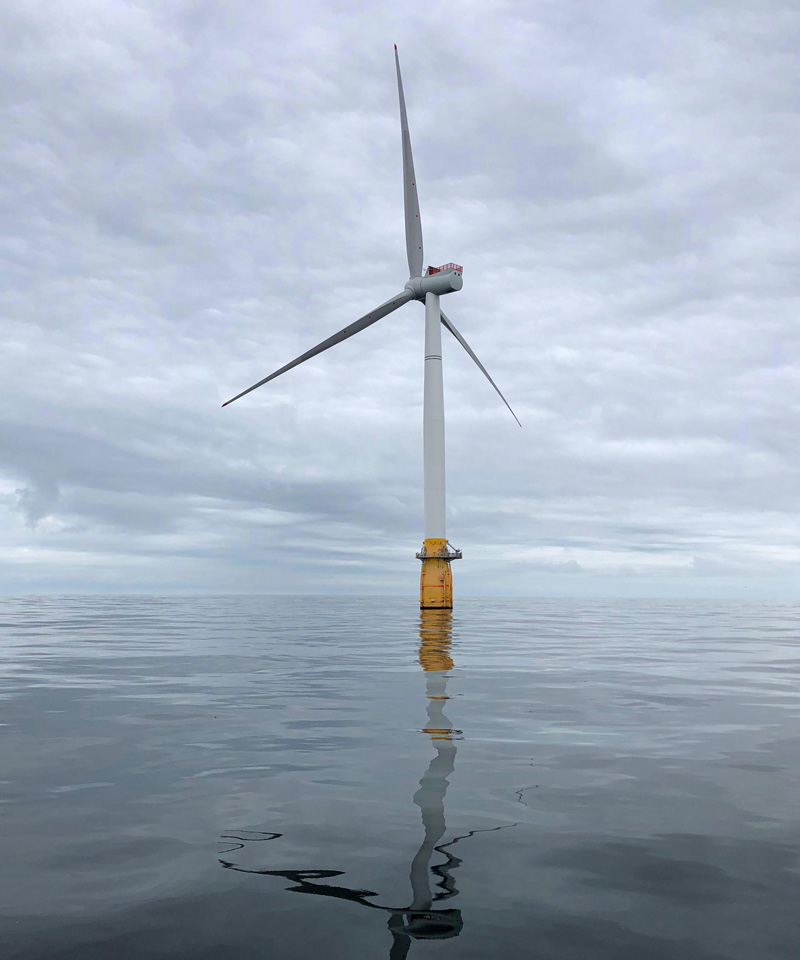 Offshore wind turbines in Scotland that Professor Benjamin Ruttenberg visited in 2018.