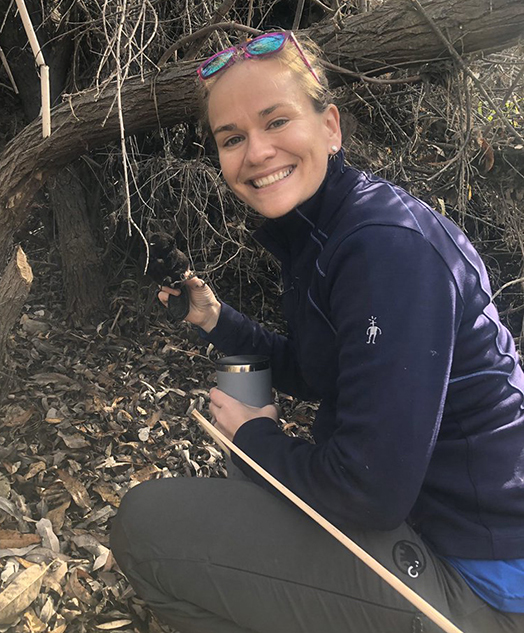 Emily Fairfax, Ph.D., assistant professor of environmental science and resource management at CSUCI, conducts research on how beaver dams create green areas that hold water and don’t burn during wildfires.