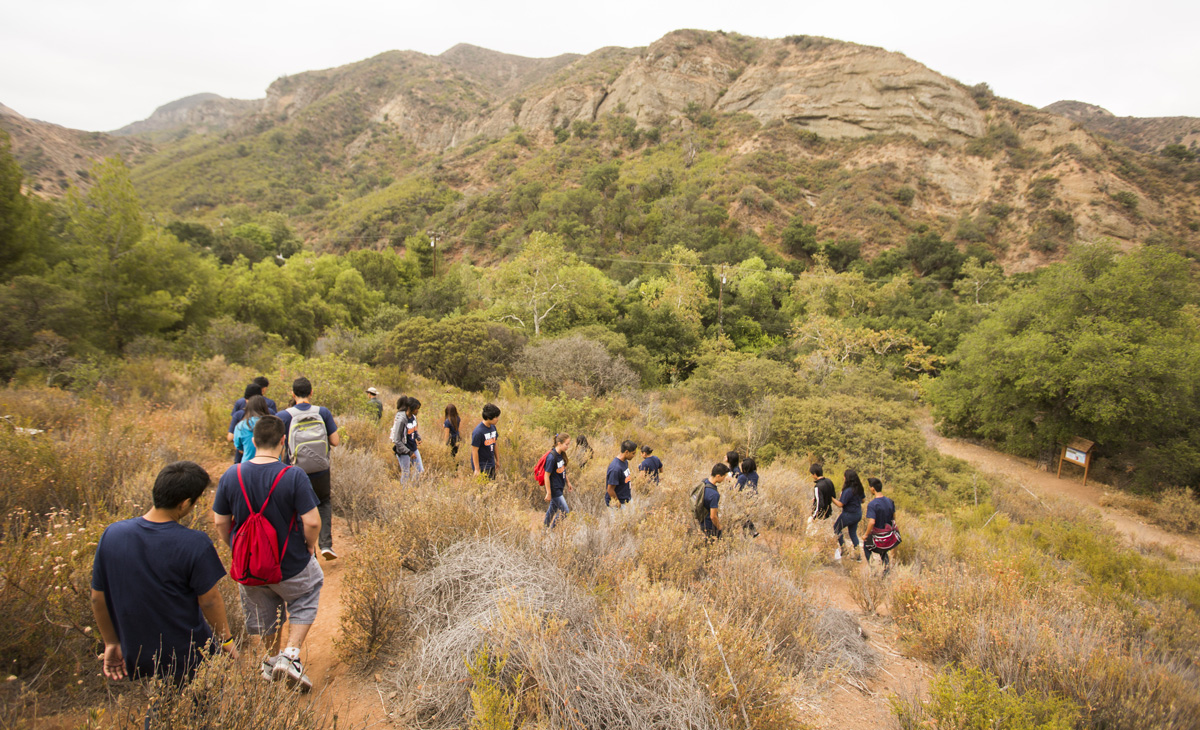 students hike at Tucker Wildlife Sanctuary on June 27, 2014. 