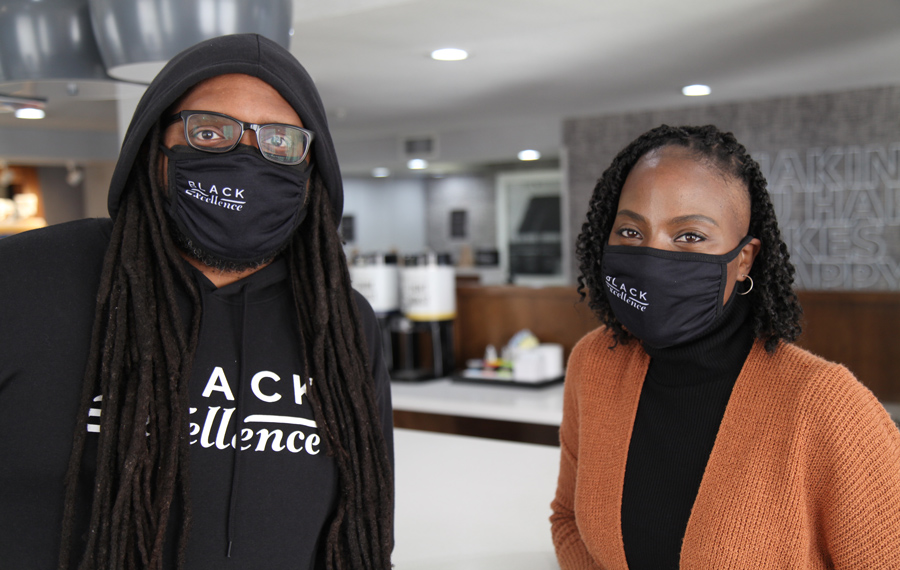 Project leads Sarah Aubert and Steven Cleveland donned face masks for their Black Excellence Project campaign.
