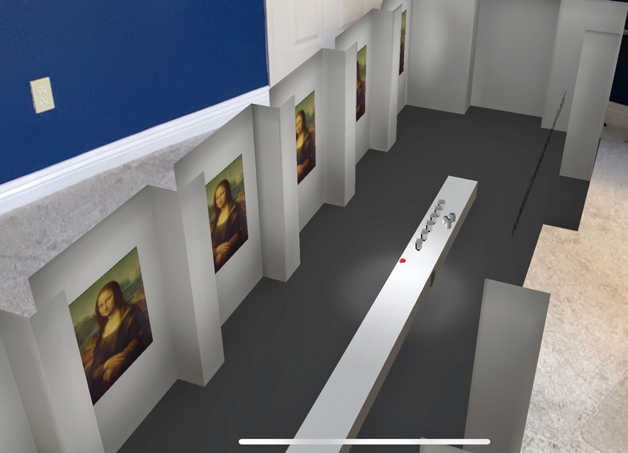 Using the CSUSB augmented reality application, users will be able to virtually tour the on-campus art gallery and view models of students’ art projects that were captured using photogrammetry.