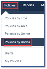 sreens shot of policy code filters