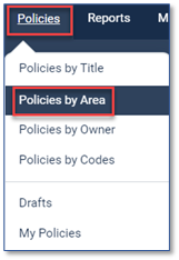 sreens shot of policy area filters