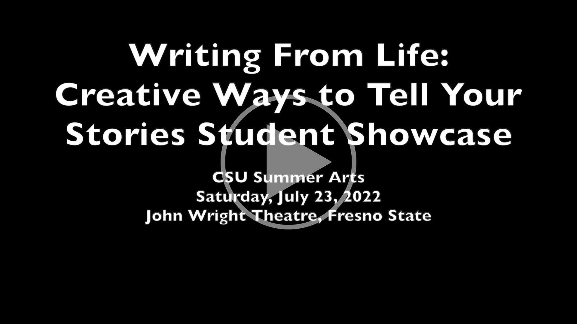 Play the 'Writing from Life : Creative Ways to Tell Your Stories Student Showcase'