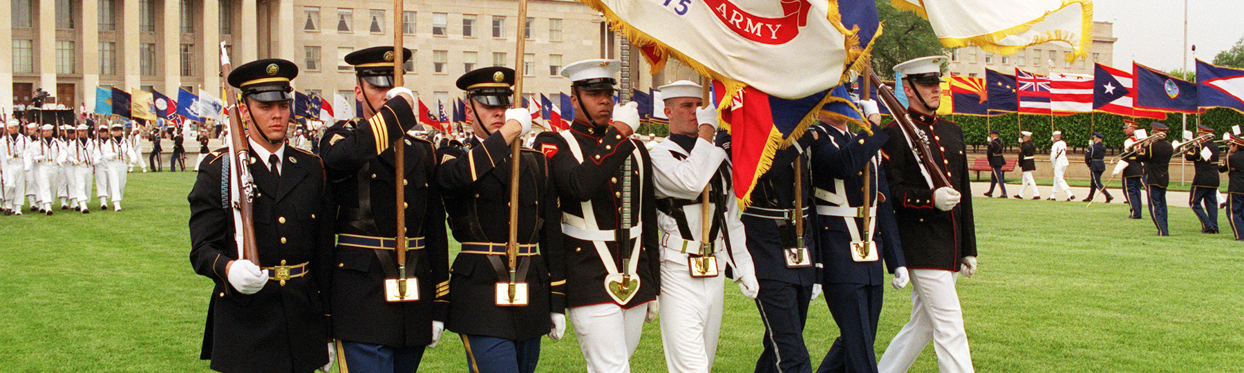 US Troops holding flags