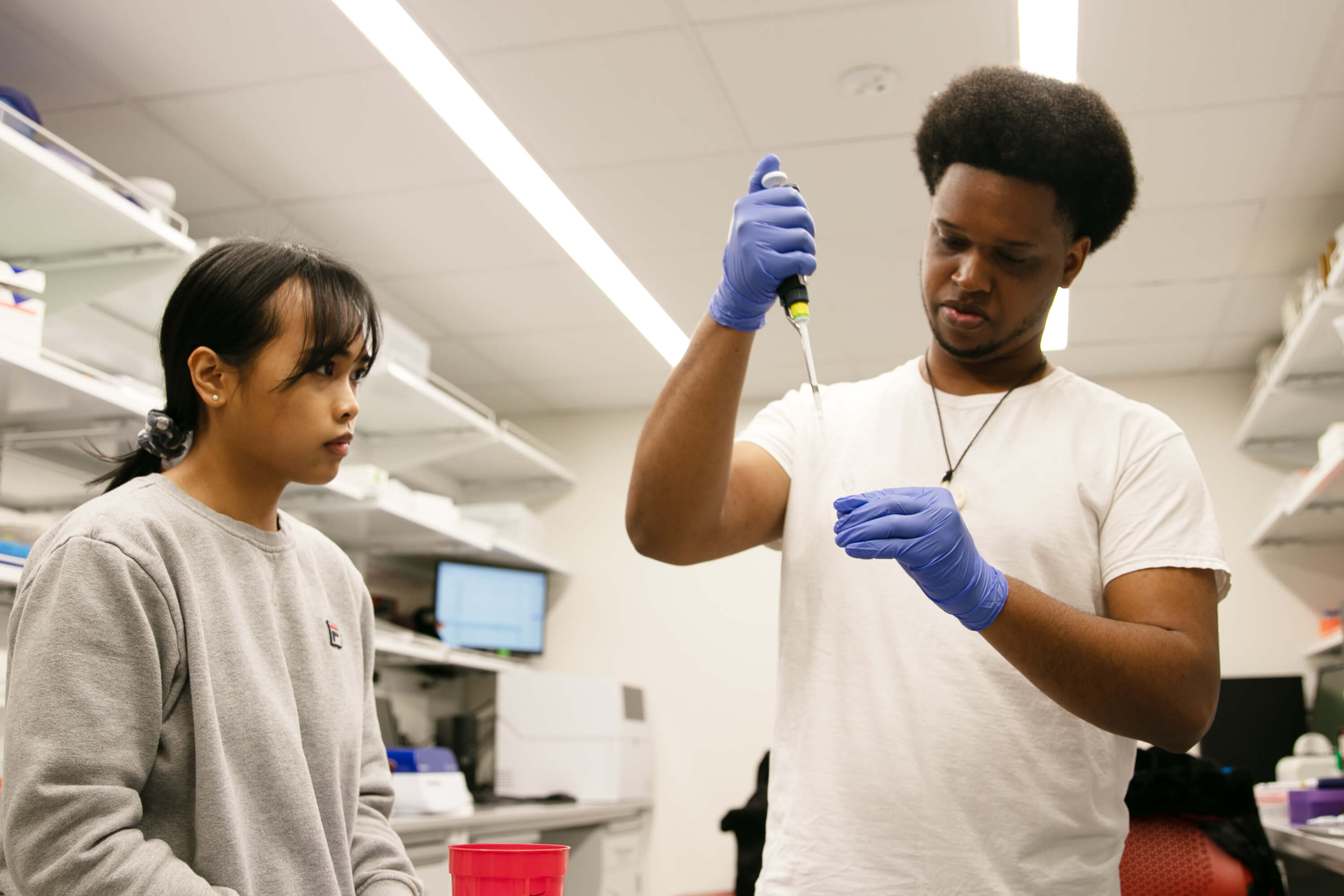 Cal State East Bay students in the lab