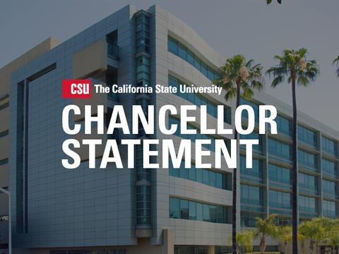 building with text overlay&#58; CSU Chancellor Statement