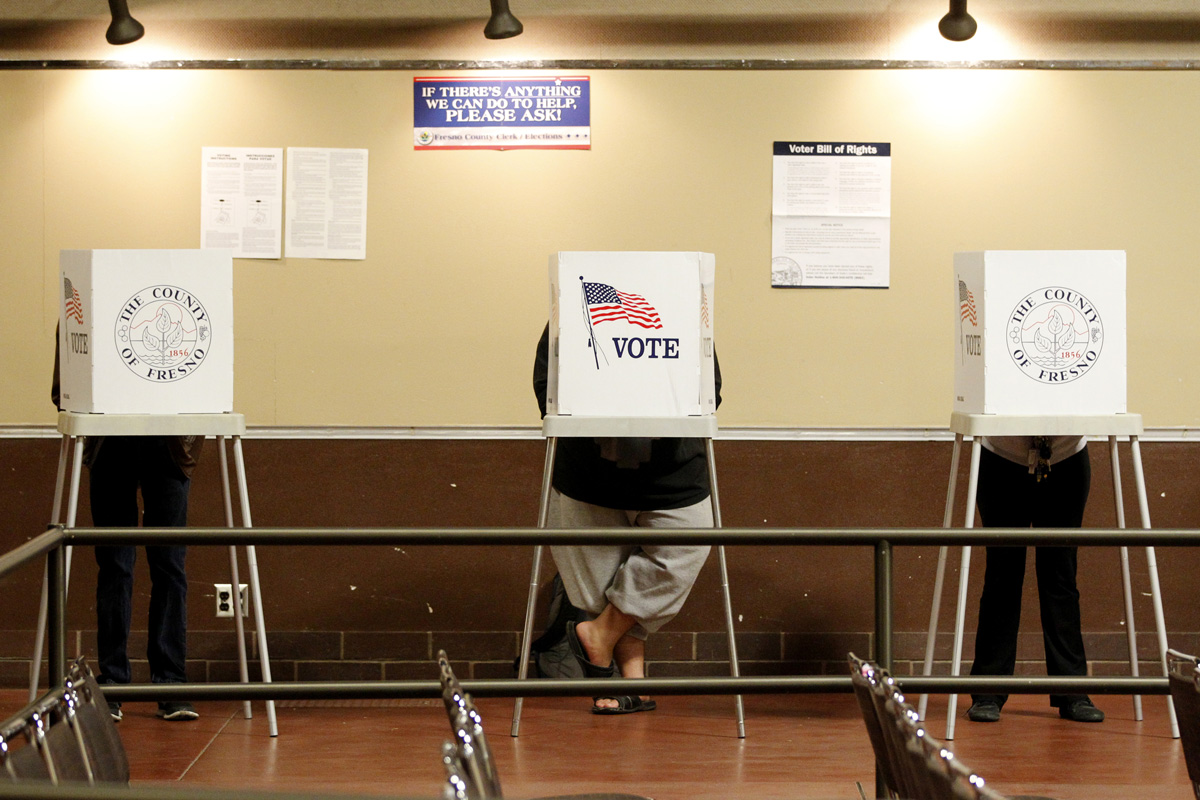 Voters cast their ballots during the 2012 election at Fresno State campus on November 6th.