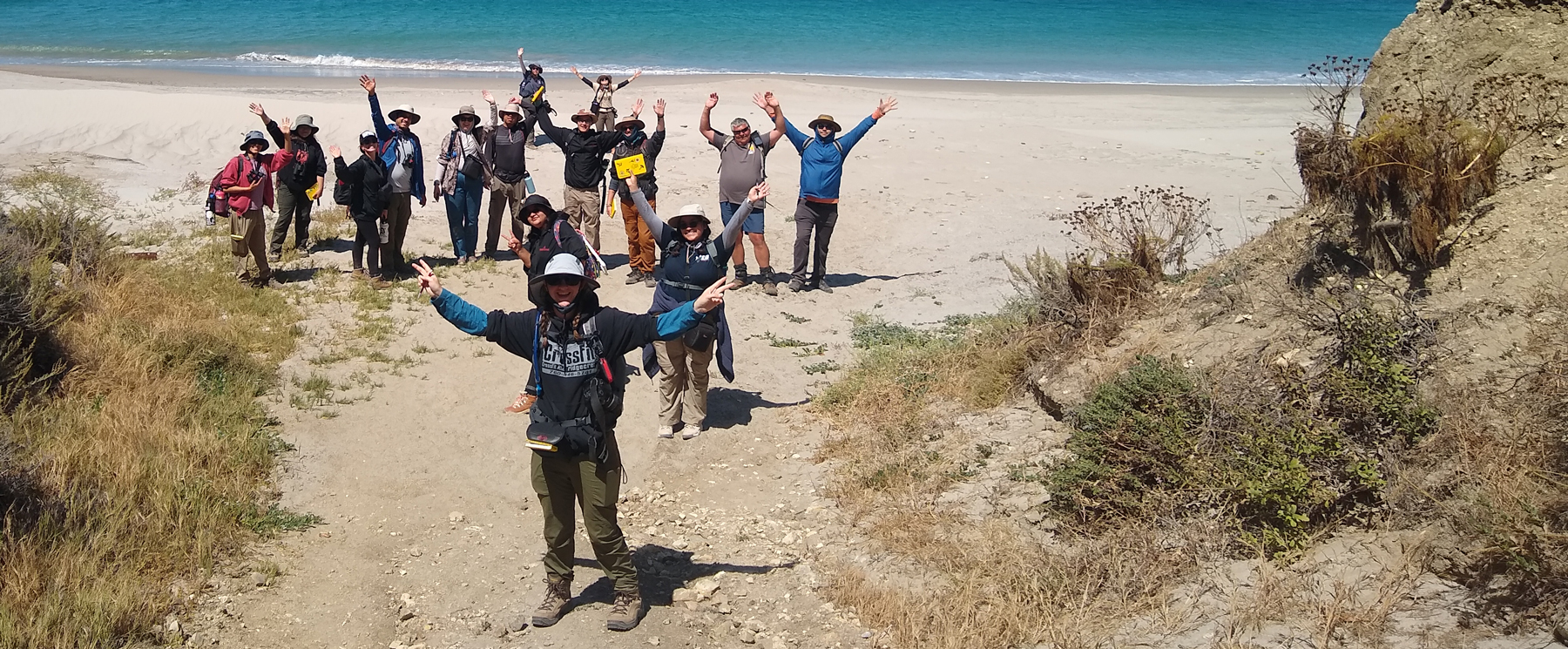 CSUCI students on the beach on Santa Rosa Island.