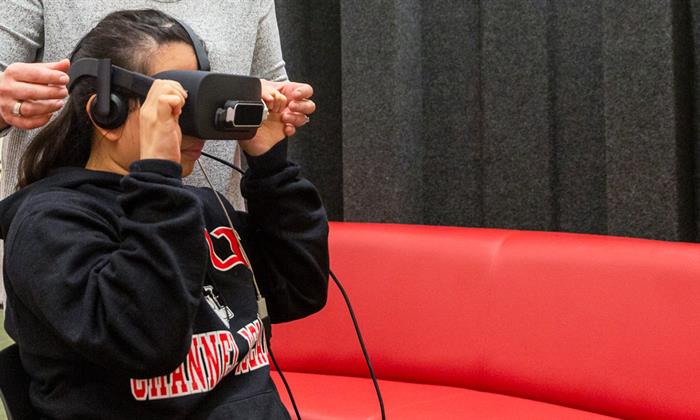 student using an AR device